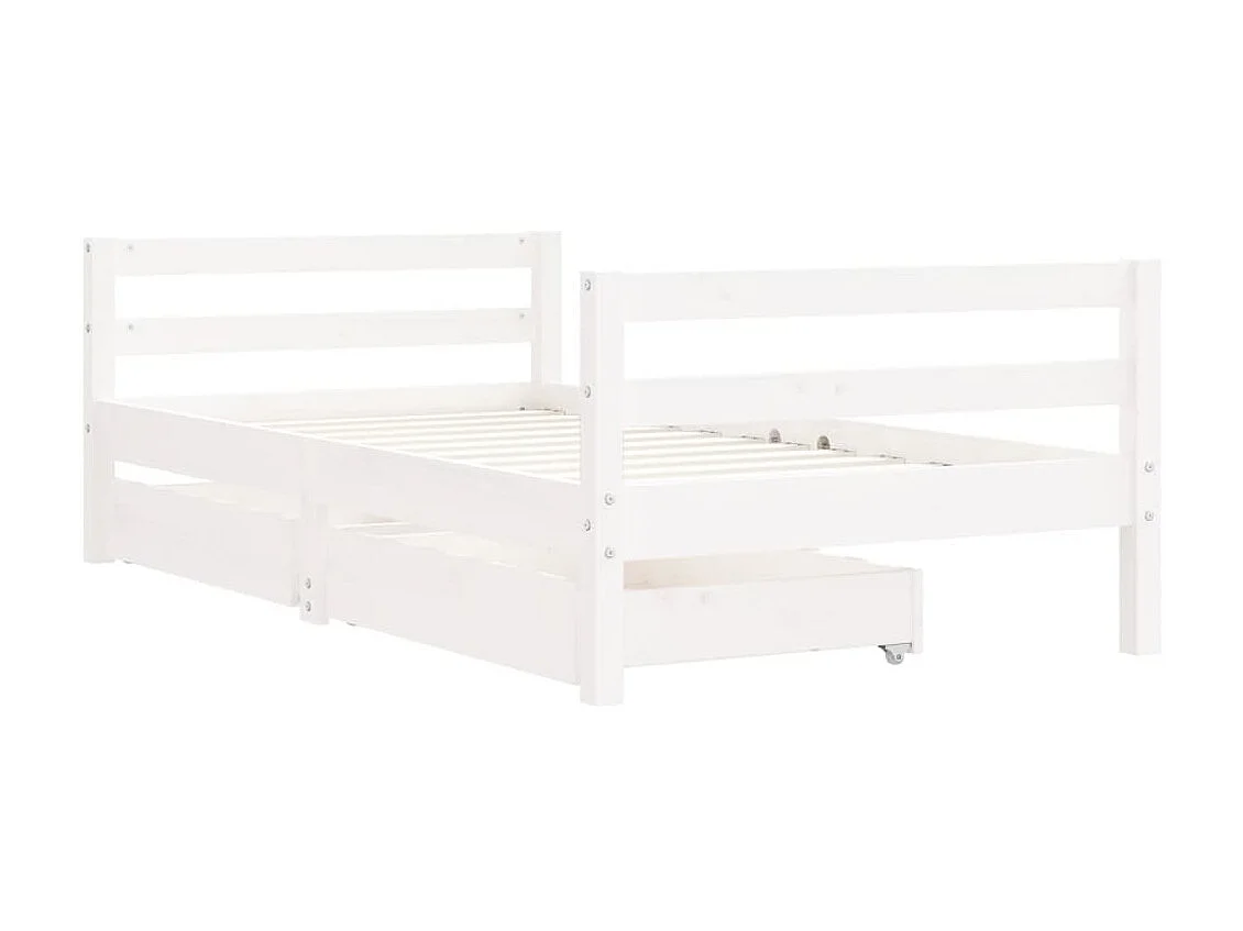 Lit-80x160 cm pour enfant tiroirs blanc bois pin massif EGGB71677