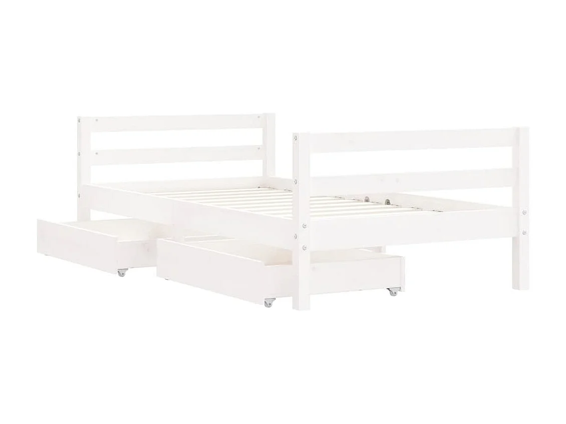 Lit-80x160 cm pour enfant tiroirs blanc bois pin massif EGGB71677