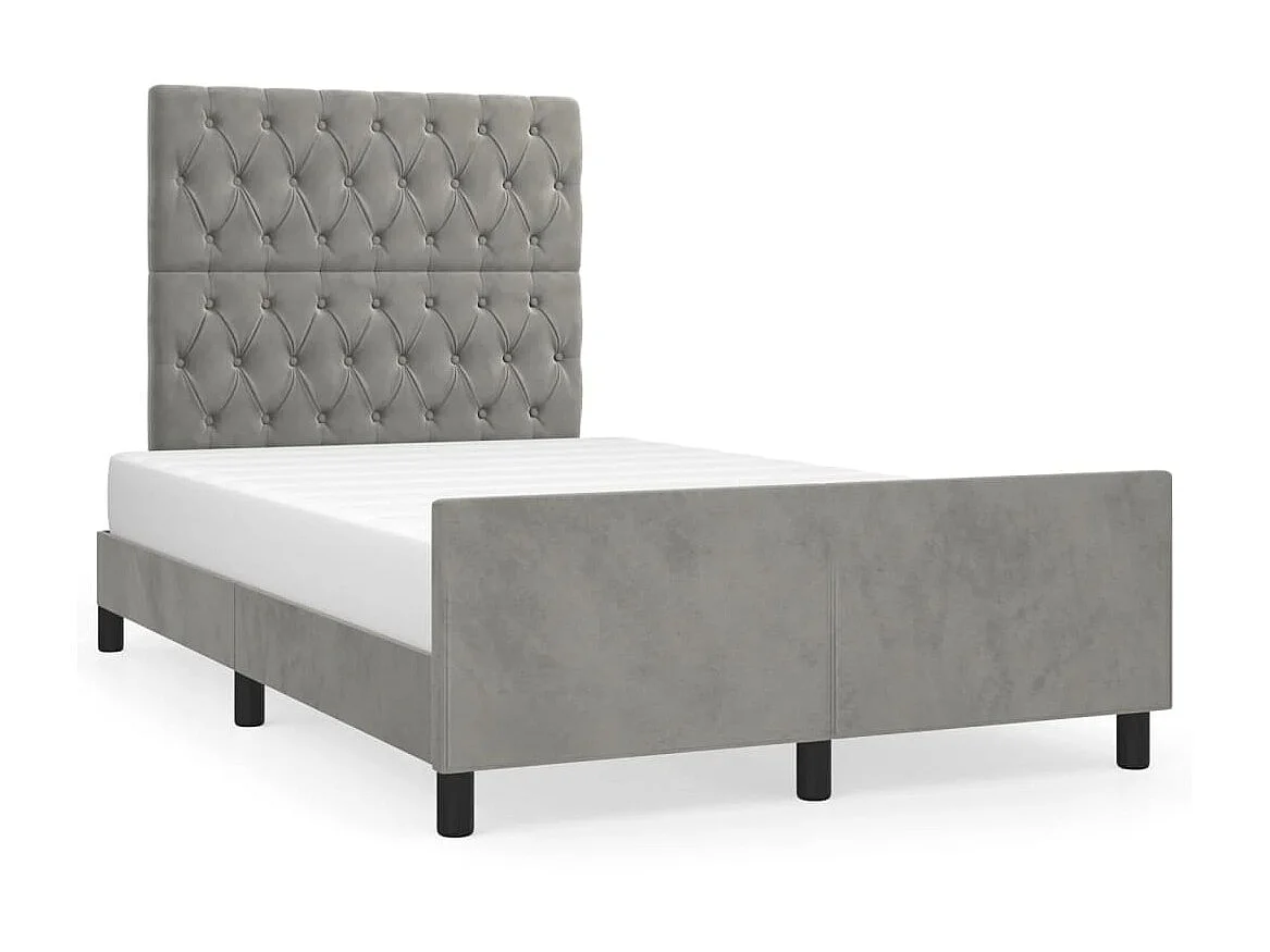 Cama c/ cabeceira 120x200 cm veludo cinzento-claro PT296308
