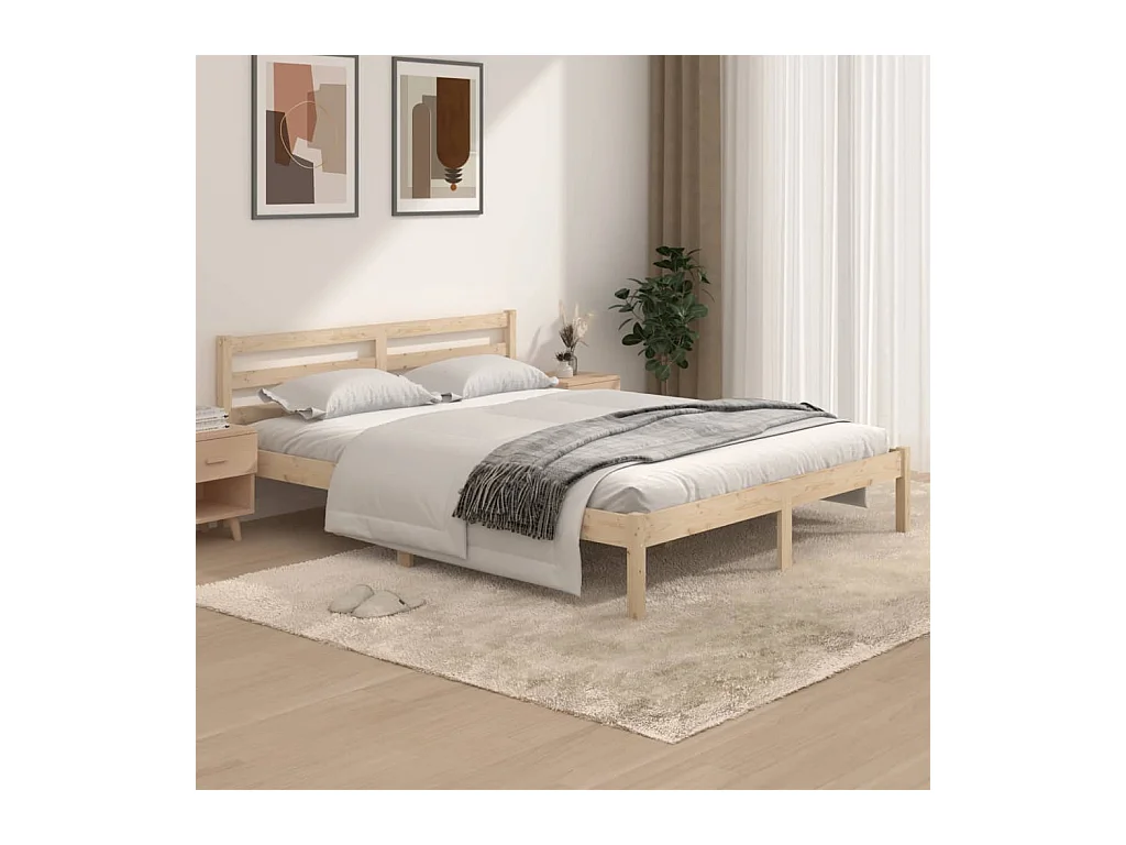Lit-5FT King Size bois de pin massif très grand EGGB85919
