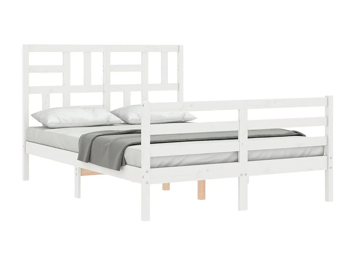 Lit-140x200 cm avec tête de lit blanc bois massif EGGB47557