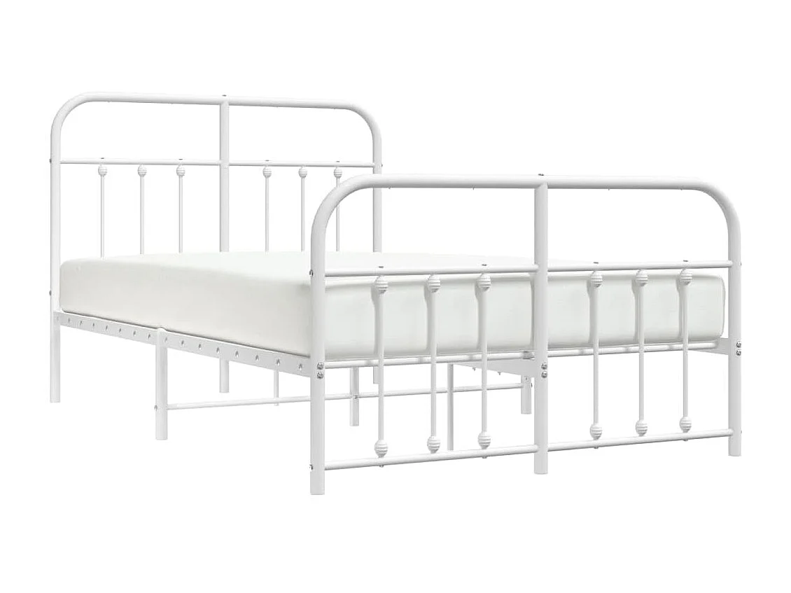 Cama com cabeceira e pés 120x200 cm metal branco PT378115