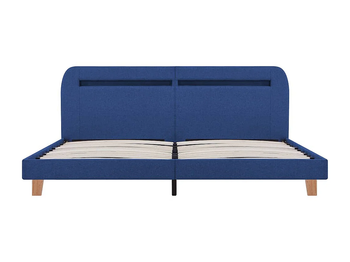 Cama 160x200 cm con LED tela azul ES94701