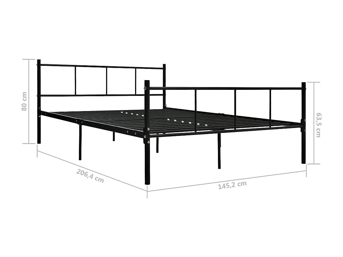 Lit-140x200 cm Noir Métal EGGB52232