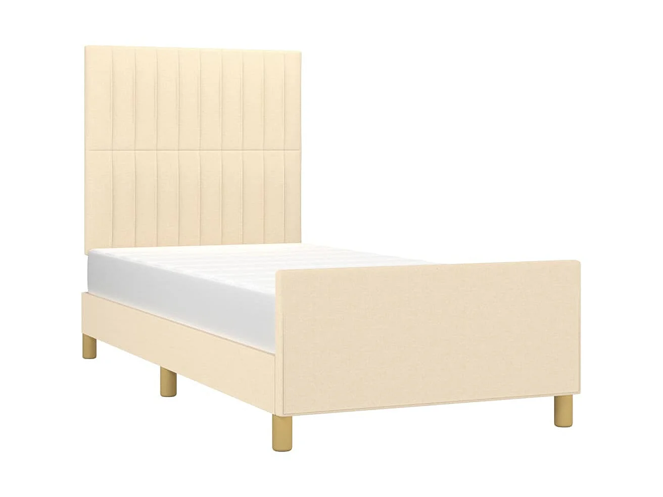 Cama c/ cabeceira tecido cor creme 90x190 cm PT324664