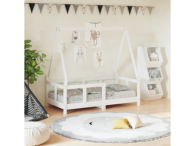 Lit-70x140 cm pour enfant blanc bois de pin massif EGGB97465