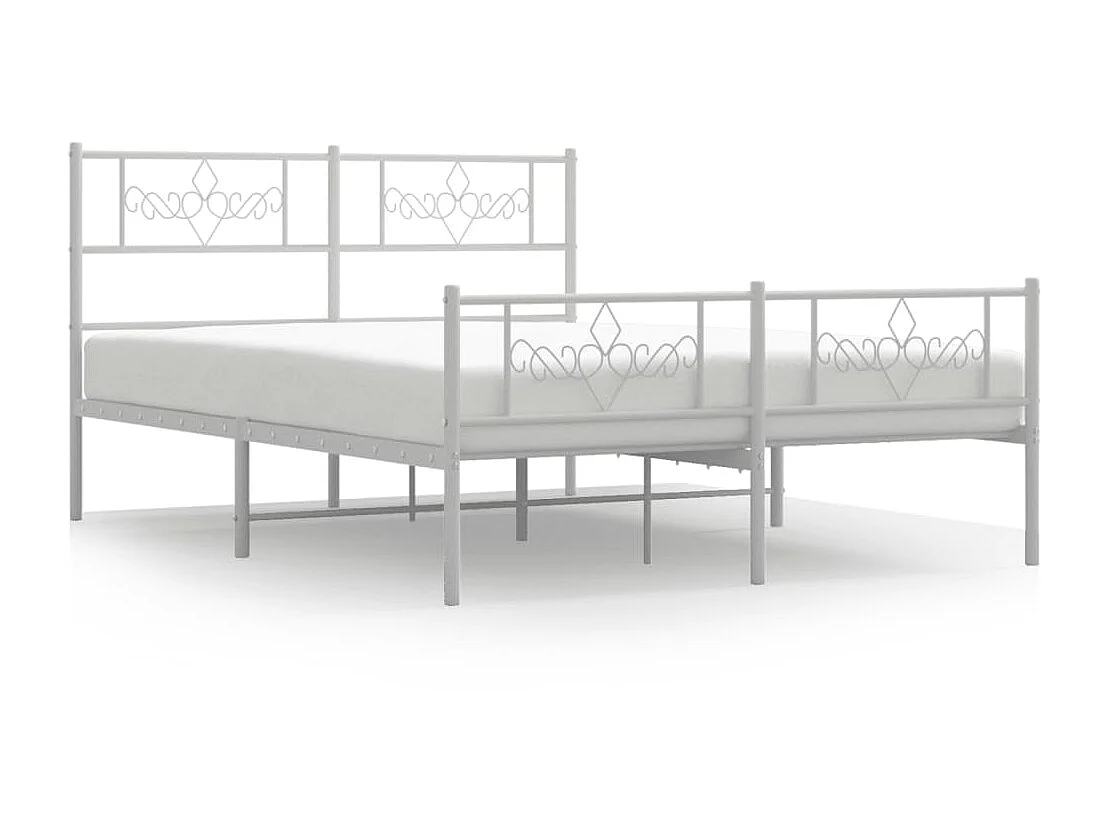 Lit-150x200 cm métal avec tête de lit/pied de lit blanc EGGB54935