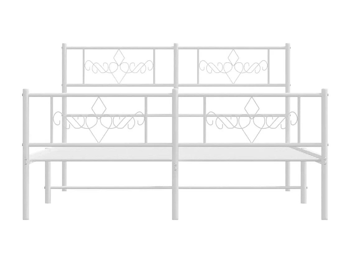 Lit-150x200 cm métal avec tête de lit/pied de lit blanc EGGB54935