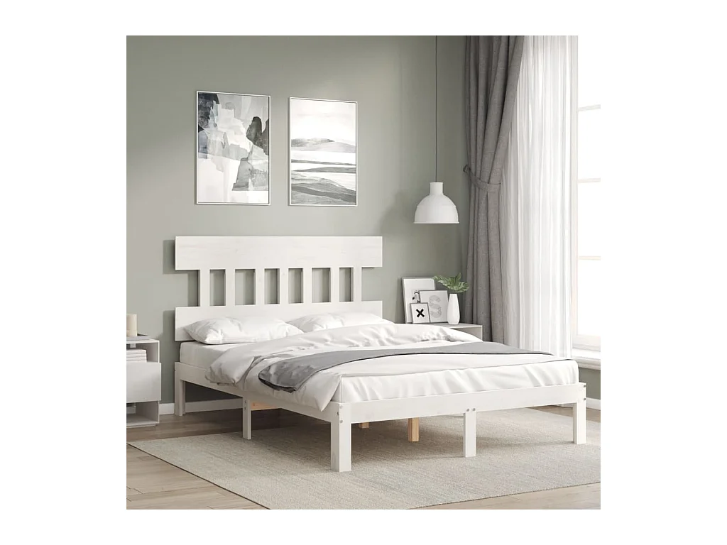 Lit-120x200 cm avec tête de lit blanc bois massif EGGB16801
