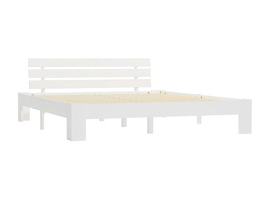Cama com cabeceira 160x200 cm pinho maciço branco PT298916