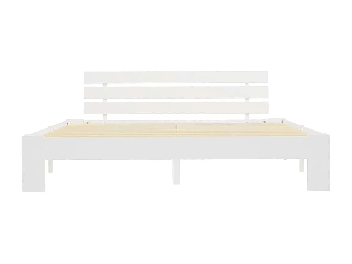 Cama com cabeceira 160x200 cm pinho maciço branco PT298916