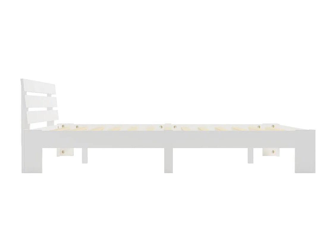 Cama com cabeceira 160x200 cm pinho maciço branco PT298916