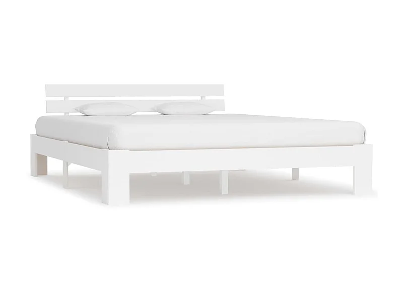 Cama com cabeceira 160x200 cm pinho maciço branco PT298916