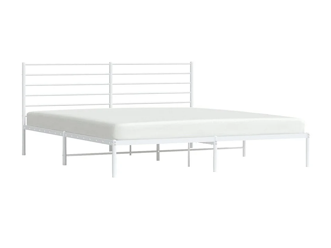 Lit-193x203 cm métal avec tête de lit blanc EGGB43770
