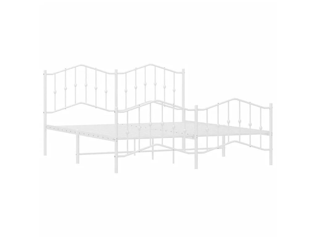 Lit-183x213 cm métal avec tête de lit/pied de lit blanc EGGB19385