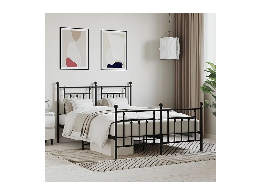 Lit-150x200 cm métal avec tête de lit/pied de lit noir EGGB34623