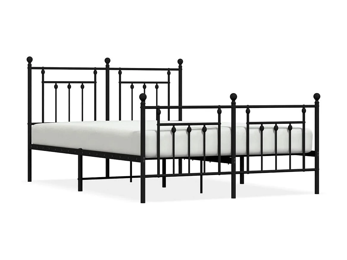 Lit-150x200 cm métal avec tête de lit/pied de lit noir EGGB34623