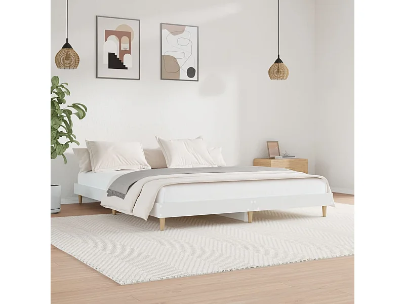 Cama 140x200 cm derivados de madeira branco PT878039