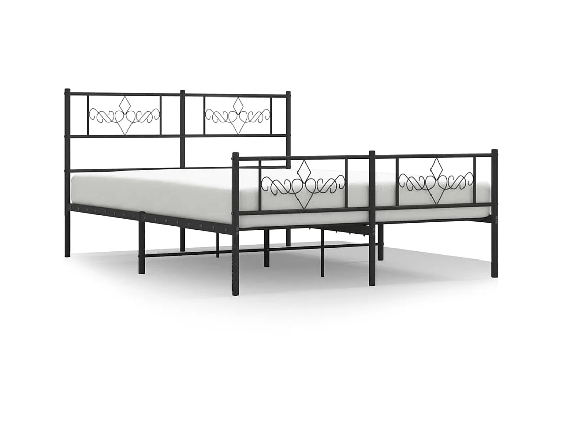 Cama 140x200 cm cabecero y estribo metal negro ES21846