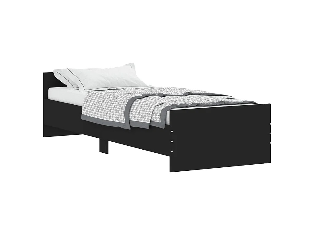 Lit-75x190 cm noir petit simple bois d'ingénierie EGGB24649