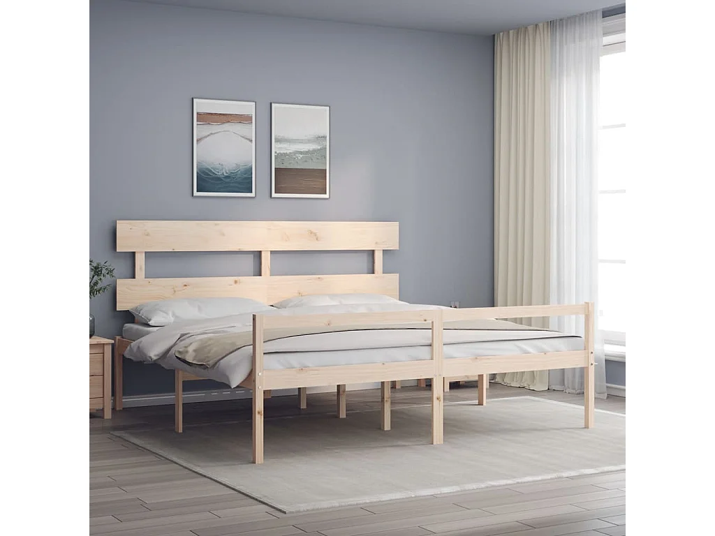 Cama para idosos com cabeceira 200x200 cm madeira maciça PT418344