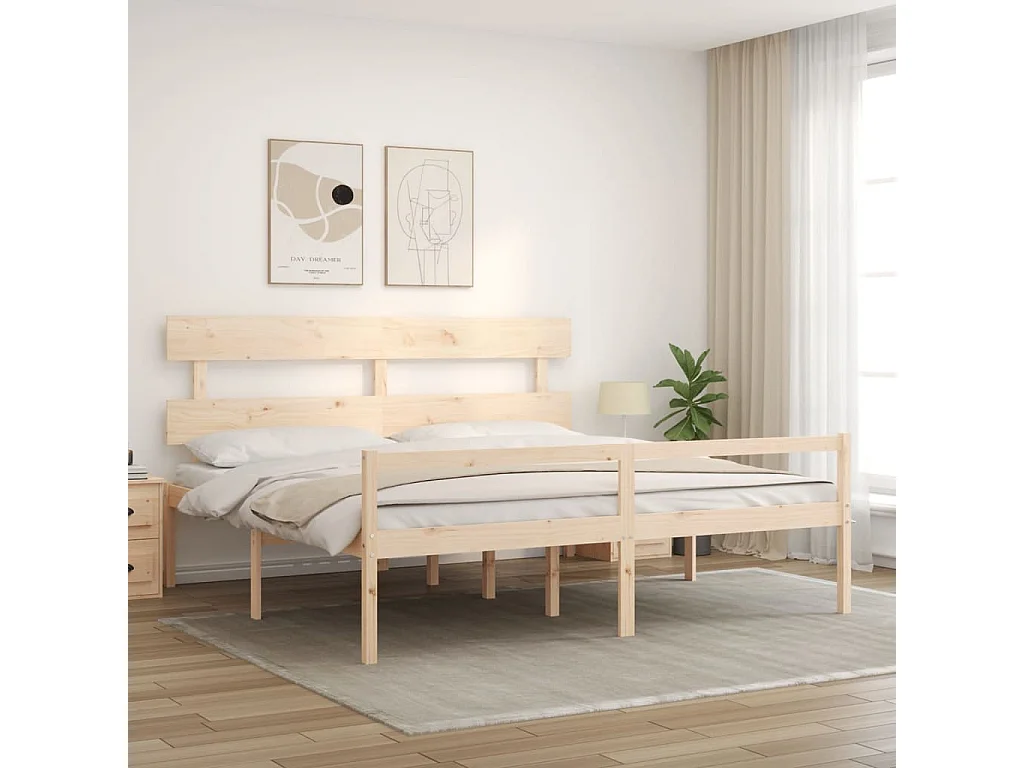 Cama para idosos com cabeceira 200x200 cm madeira maciça PT418344