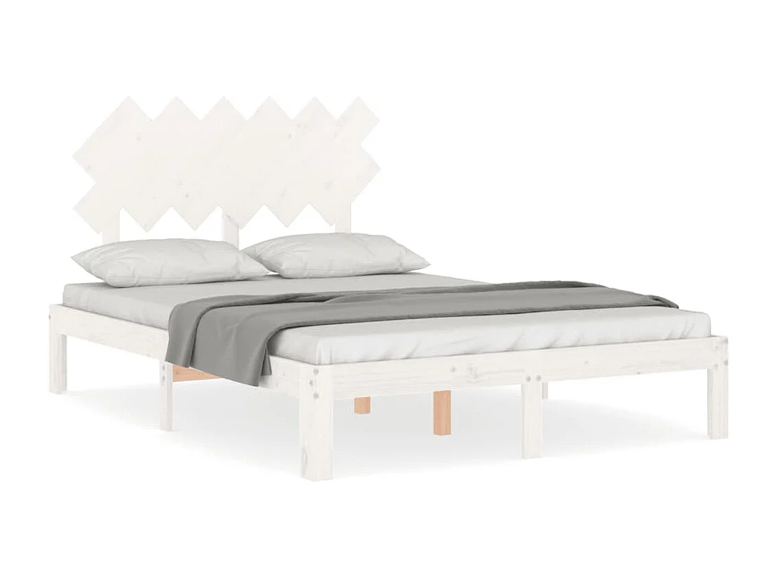 Lit-135x190 cm avec tête de lit blanc double bois massif EGGB44340