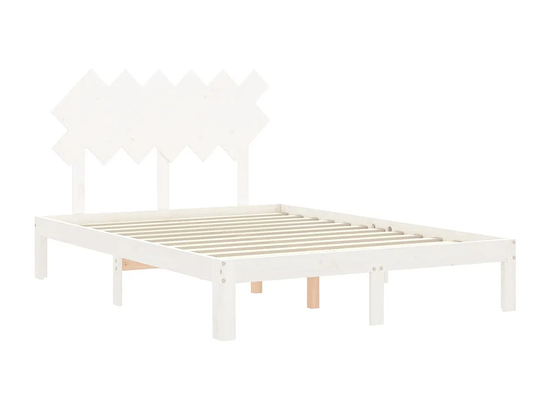 Lit-135x190 cm avec tête de lit blanc double bois massif EGGB44340