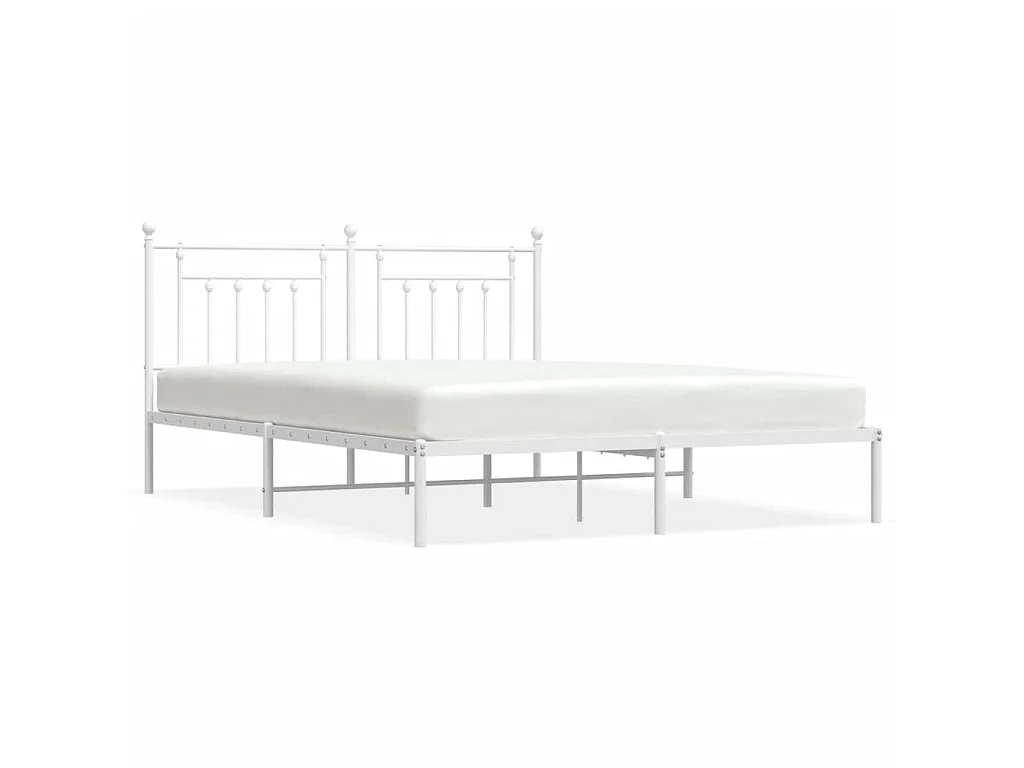 Cama com cabeceira 183x213 cm metal branco PT484142