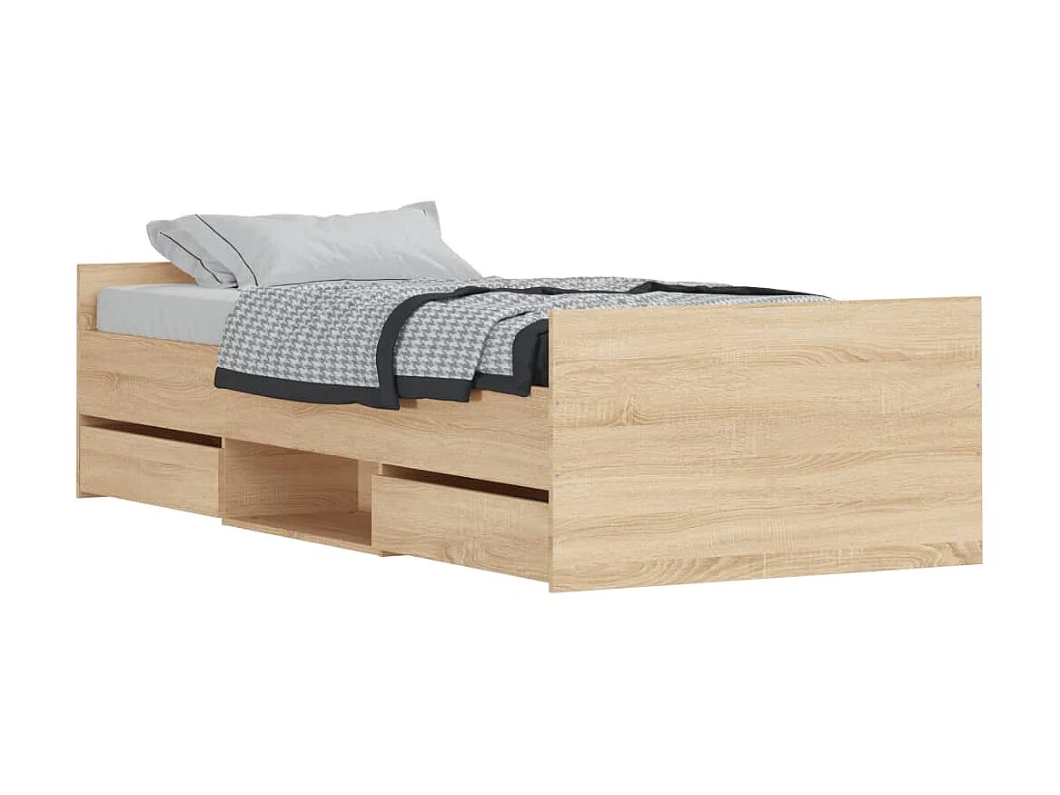 Lit-90x190 cm avec tête de lit/pied de lit chêne sonoma EGGB18283