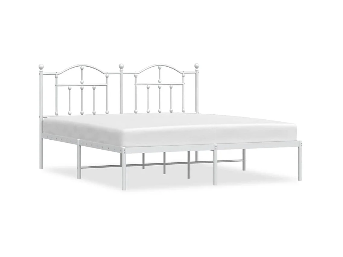 Lit-180x200 cm métal avec tête de lit blanc EGGB49920