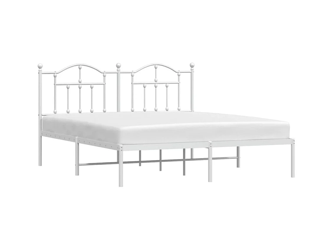 Lit-180x200 cm métal avec tête de lit blanc EGGB49920