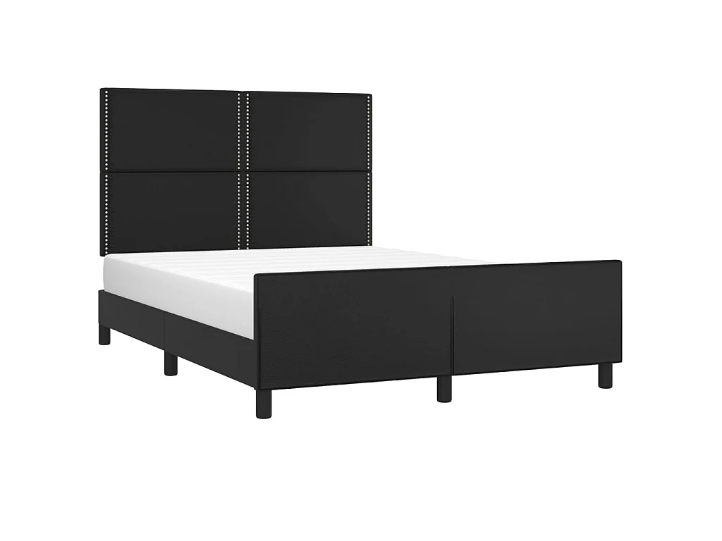 Lit-140x190 cm avec tête de lit Noir Similicuir EGGB72193