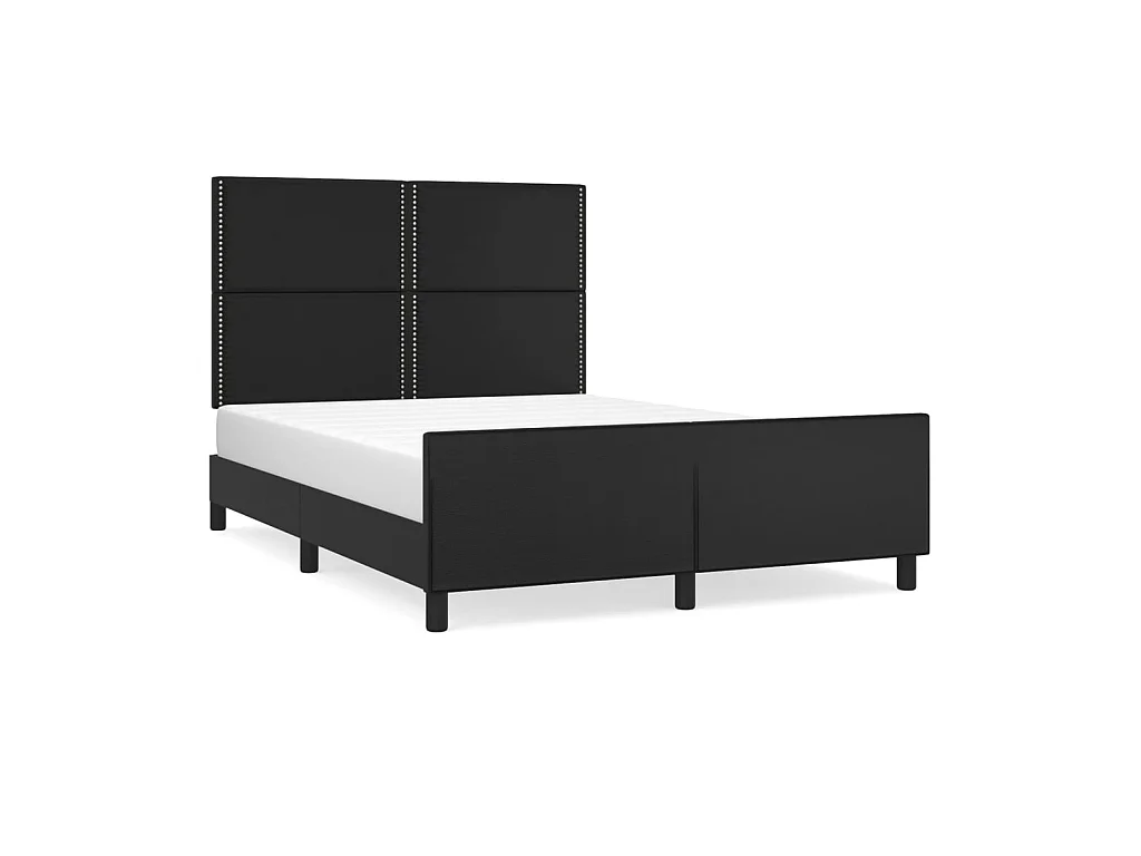 Cama 140x190 cm con cabecero cuero sintético negro ES11157