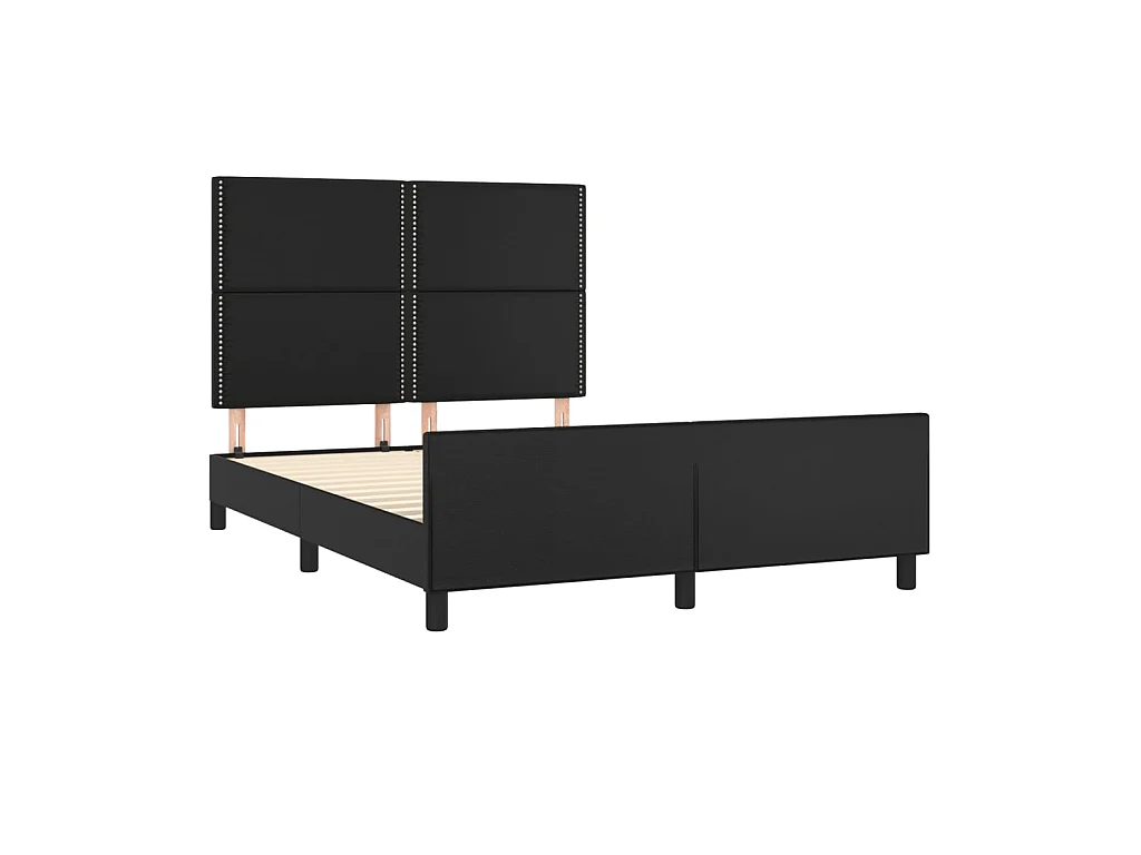 Cama 140x190 cm con cabecero cuero sintético negro ES11157