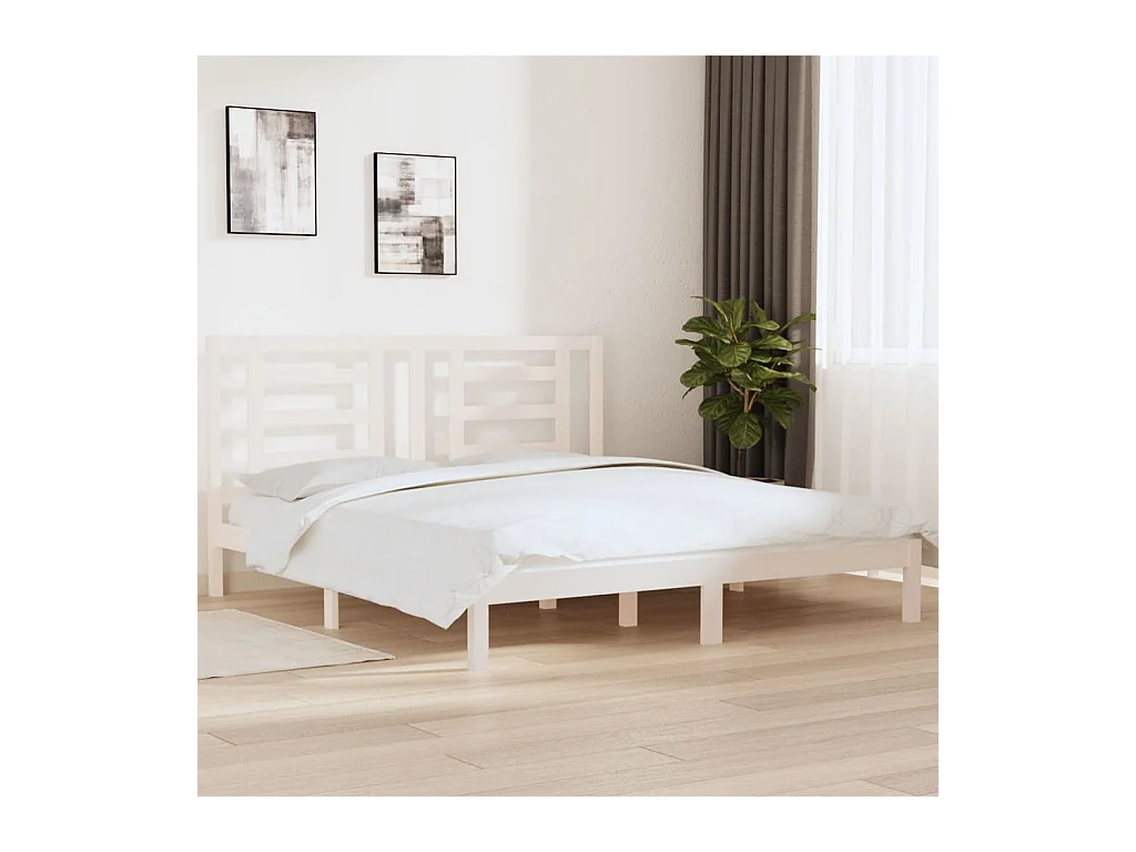Cama 180x200 cm madera maciza blanco Supe King ES82217