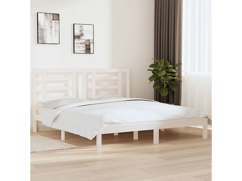 Cama 180x200 cm madera maciza blanco Supe King ES82217