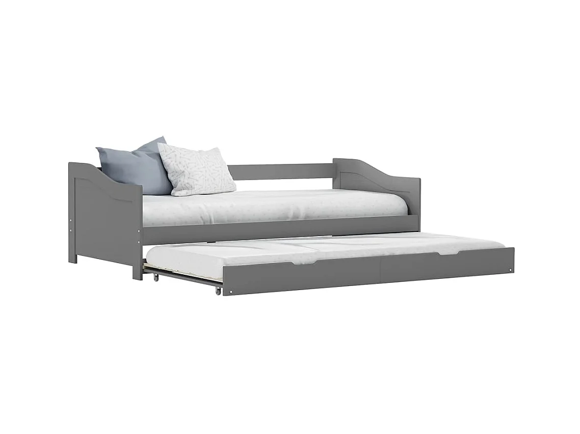 Lit-90x200 cm extensible Gris Bois de pin EGGB20107