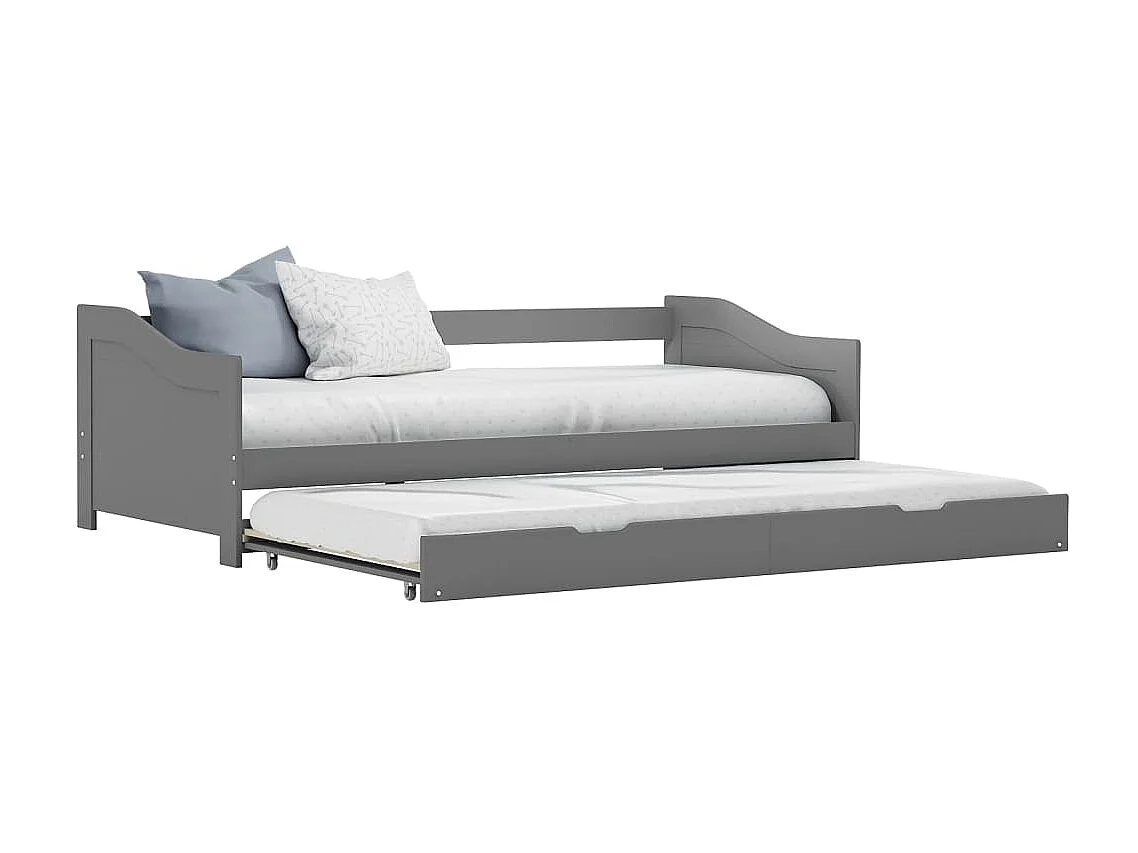 Lit-90x200 cm extensible Gris Bois de pin EGGB20107