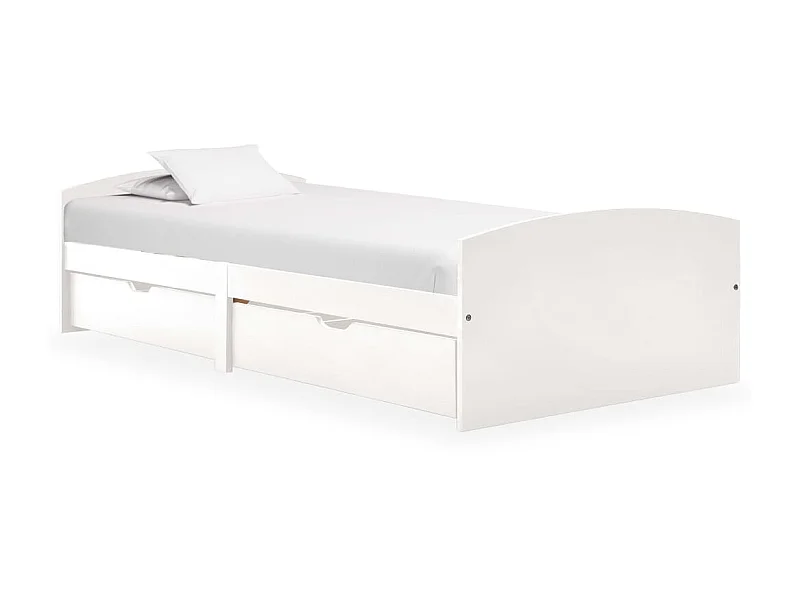 Cama 90x200 cm 2 cajones madera maciza pino blanca ES89253