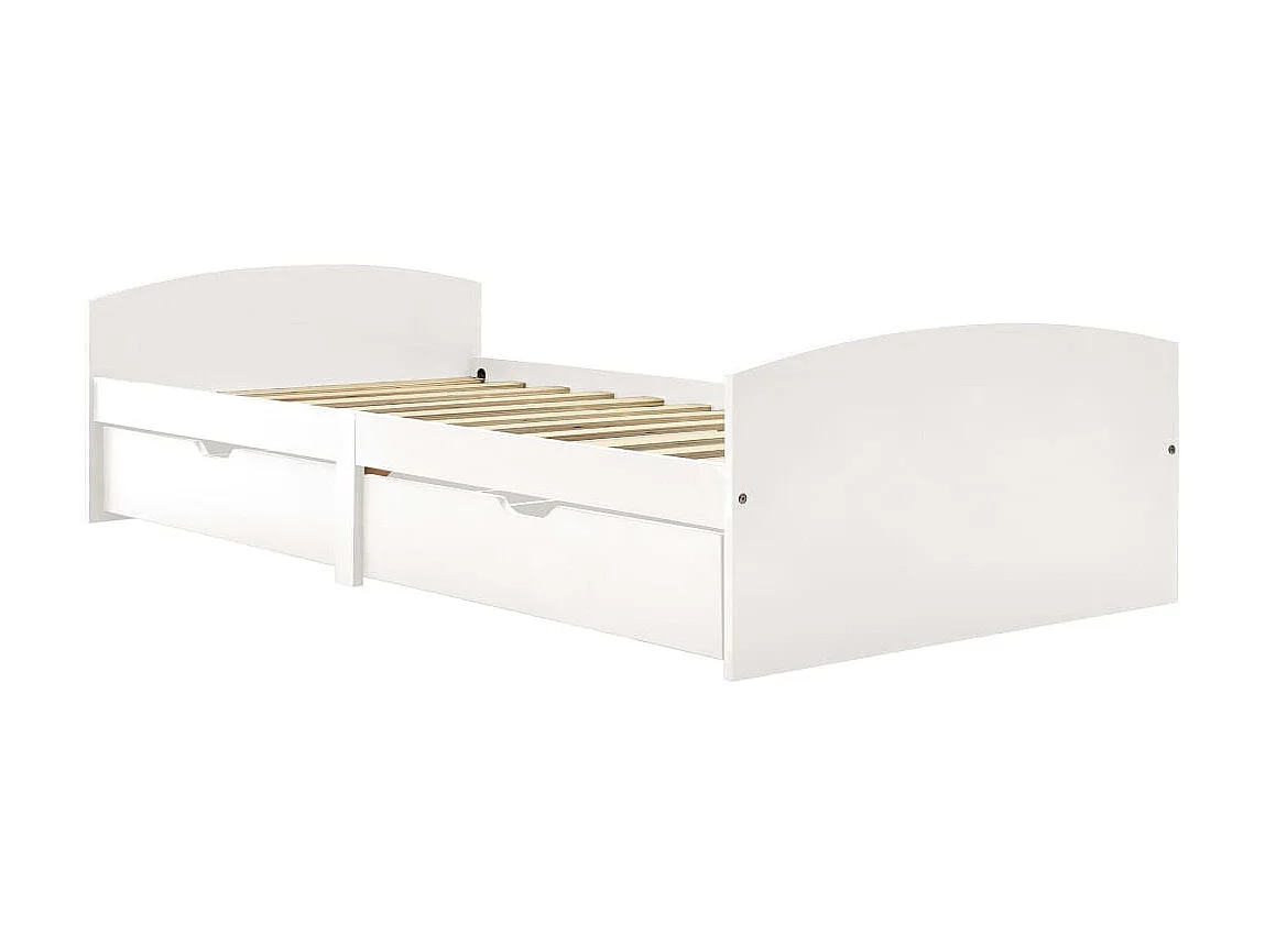 Cama 90x200 cm 2 cajones madera maciza pino blanca ES89253