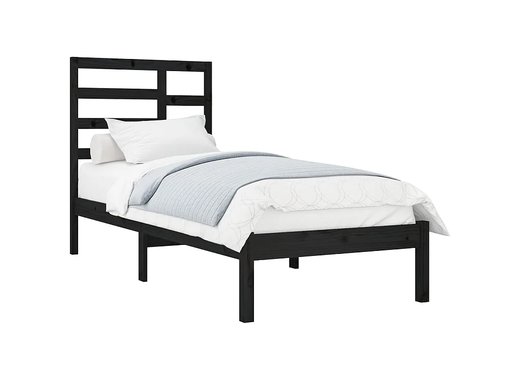 Cama pequena solteiro 75x190 cm madeira preto PT875900