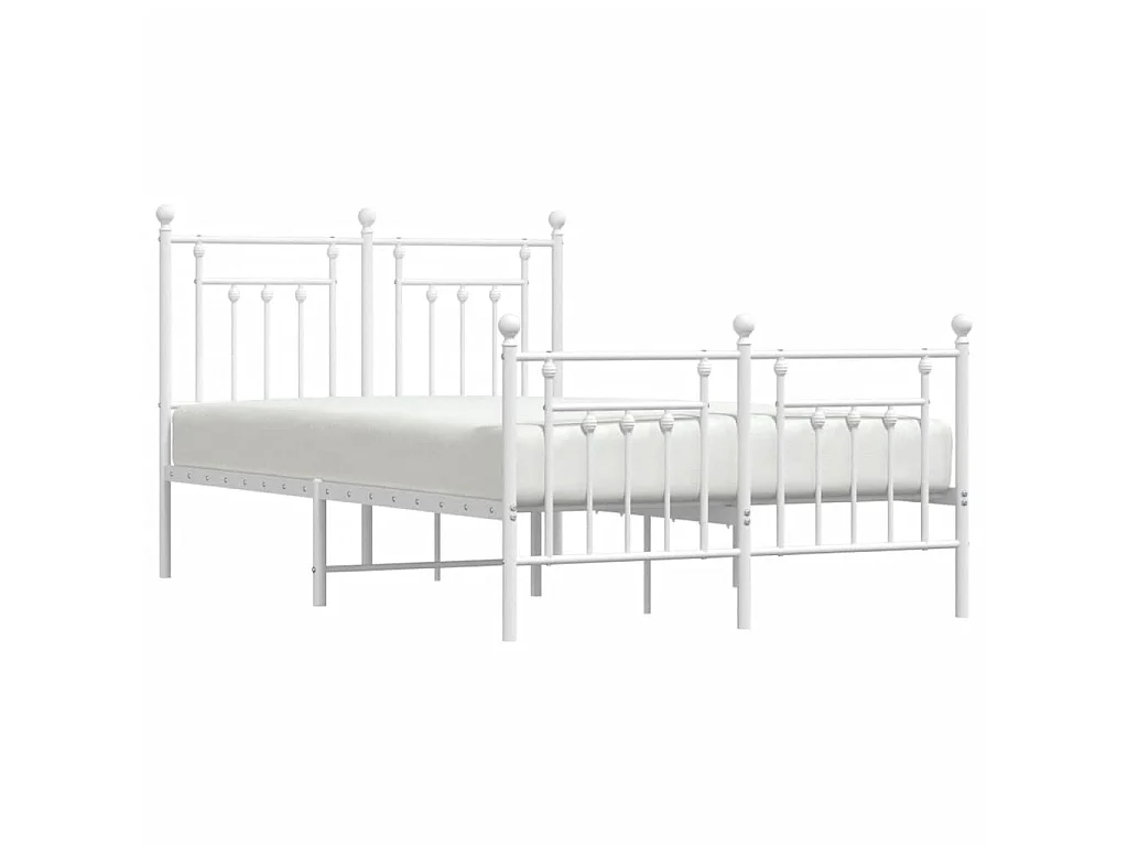 Lit-120x200 cm métal avec tête de lit/pied de lit blanc EGGB94596