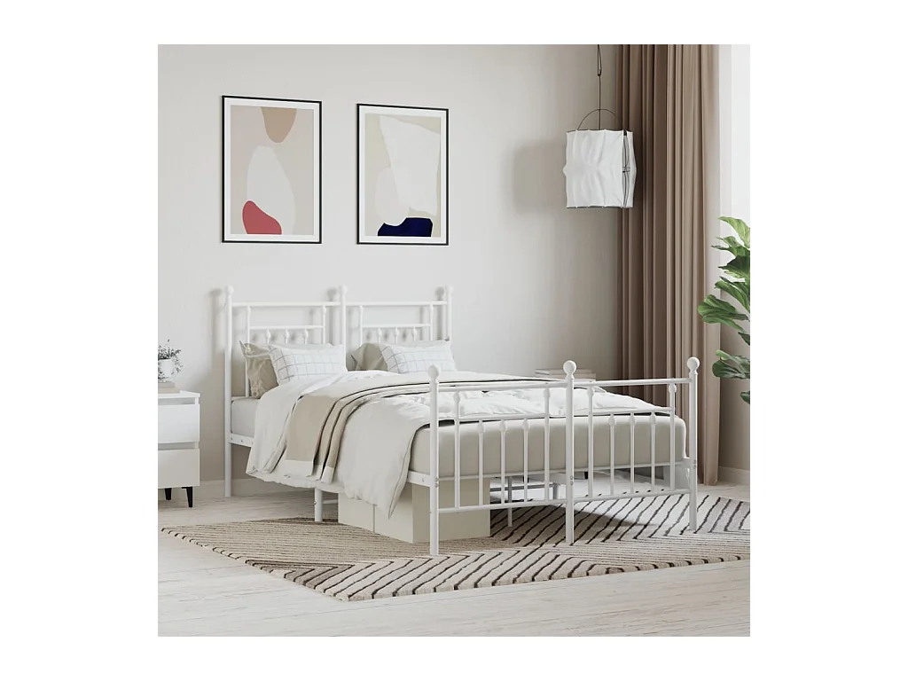 Cama com cabeceira e pés 120x200 cm metal branco PT215560
