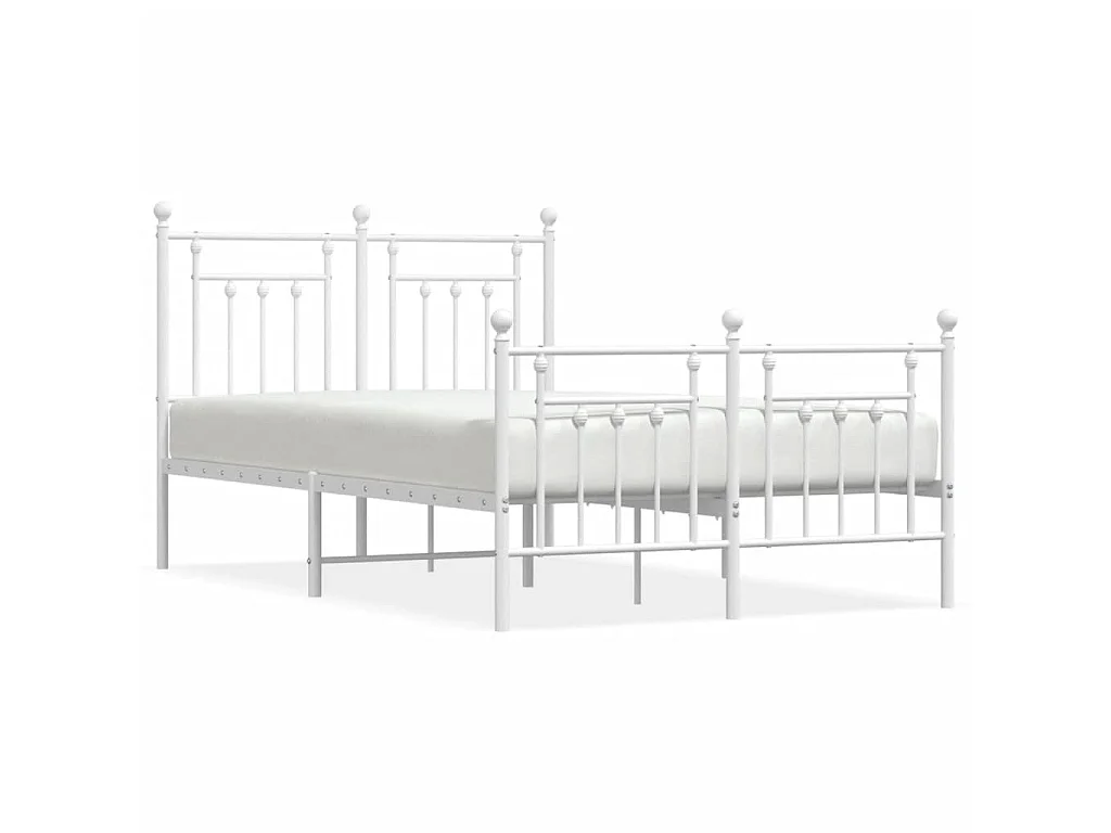 Cama com cabeceira e pés 120x200 cm metal branco PT215560