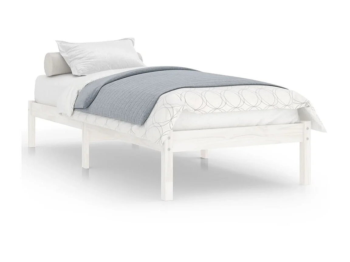 Cama 100x200 cm madeira pinho maciça branco PT236141