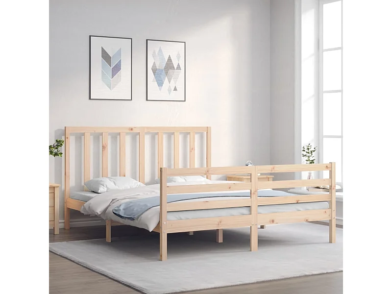 Lit-160x200 cm avec tête de lit bois massif EGGB11486