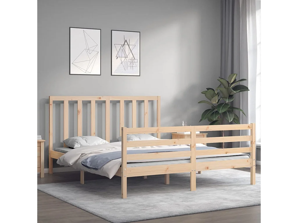 Lit-160x200 cm avec tête de lit bois massif EGGB11486