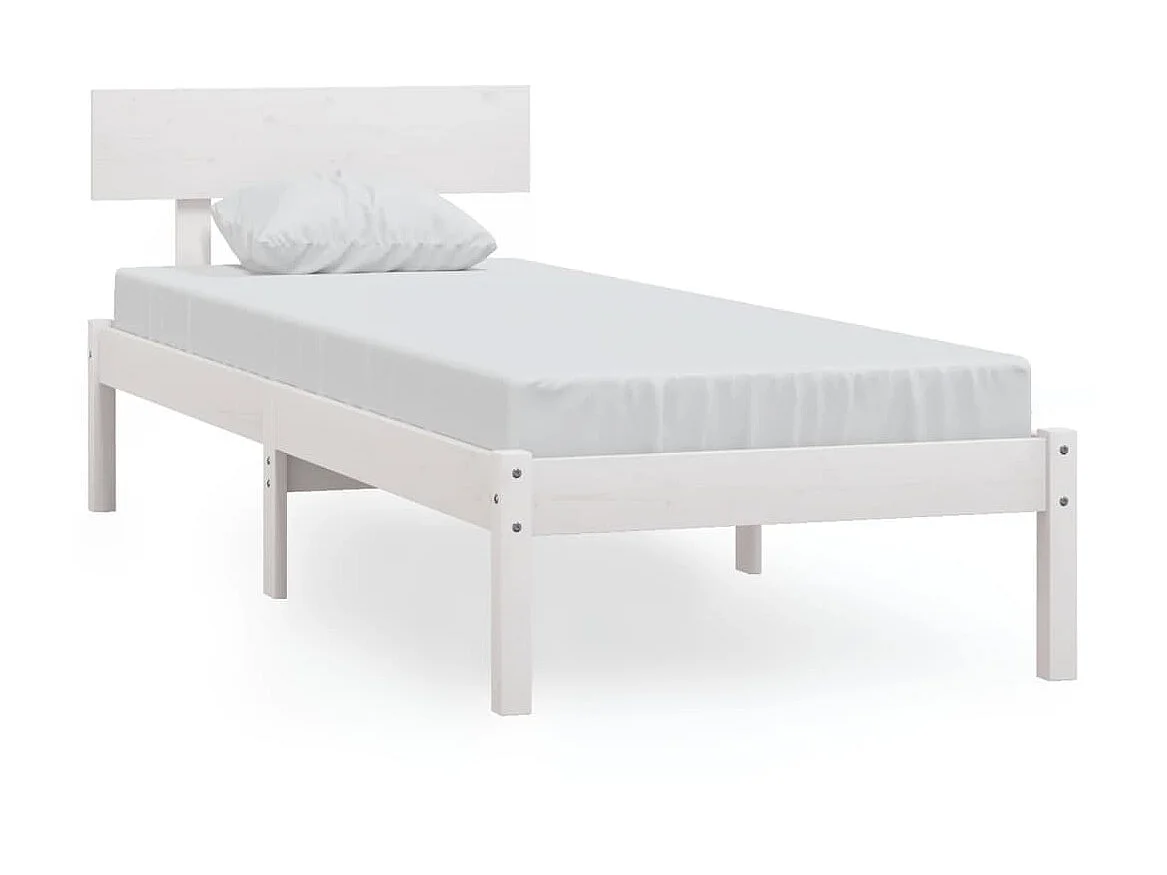 Lit-90x200 cm Blanc Bois de pin massif EGGB90578