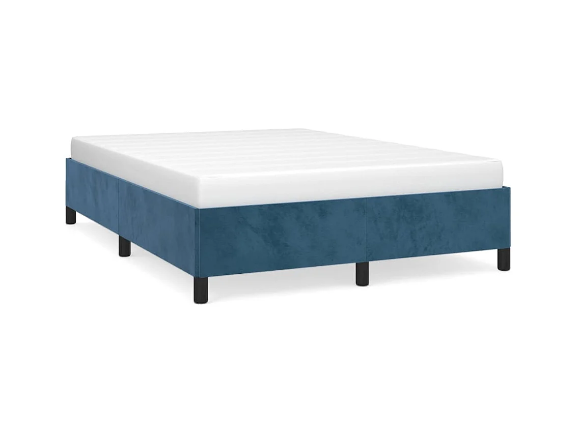 Cama 140x190 cm de terciopelo azul ES51613